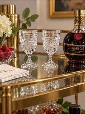 Crystal D'Adriana LUNA 5 Cordial Glasses 24% Lead Crystal Hand Cut– Set of 2
